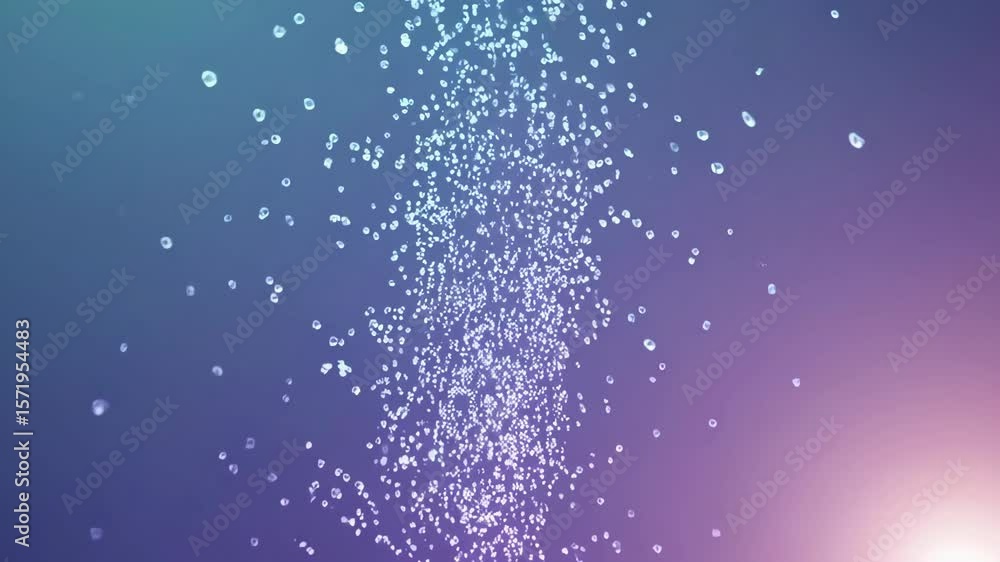 Poster sparkling particles flowing upwards on gradient background