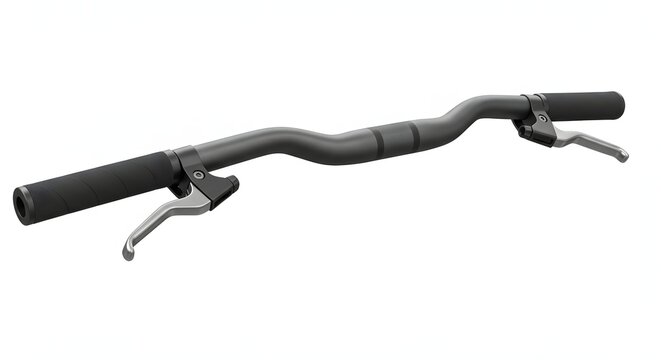 Modern Bicycle Handlebars with Textured Grips and Chrome Levers Isolated on White Background for Transportation or Cycling Concepts - Powered by Adobe