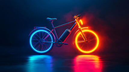 Fototapeta premium A bike with neon lights on it