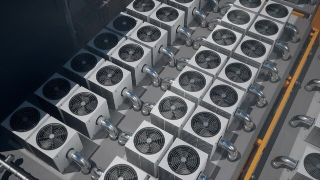 Array of HVAC Units on a Rooftop of a Modern Building