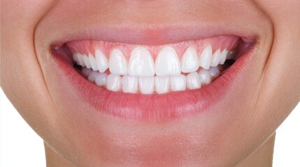 Fototapeta premium A close-up of bright, healthy white teeth with a clean and radiant smile. 