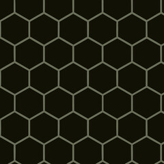 Seamless Black Grey Line Art Hexagon Grid Vector Pattern