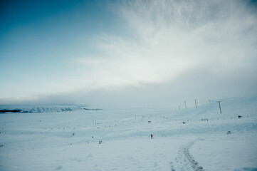 Winter landscape with snow on the Mt John Walkway, Lake Tekapo, New Zealand