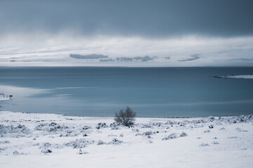 Winter landscape with snow in Lake Tekapo, New Zealand