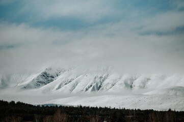 Winter landscape with snow in Lake Tekapo, New Zealand