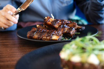Barbeque Pork Ribs in the Restaurant