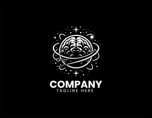 Creative Brain Planet Idea Innovation Cosmic Intelligence Vector Logo Design