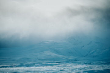 misty morning fog over the mountains, Mt Cook National Park