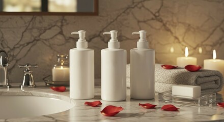 Luxurious Spa Bathroom Scene with KouseSillo Body Wash Bottles