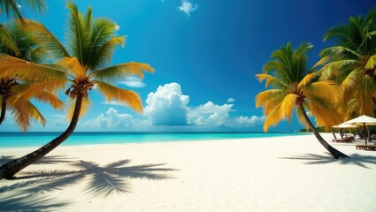 tropical beach with palm trees