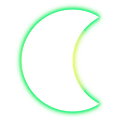Glowing green crescent shape on transparent background
