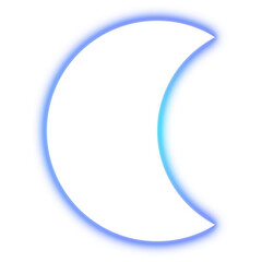 Glowing blue crescent shape on transparent background
