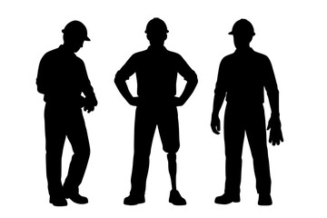 Silhouettes of Construction Workers in Black Against a white Background