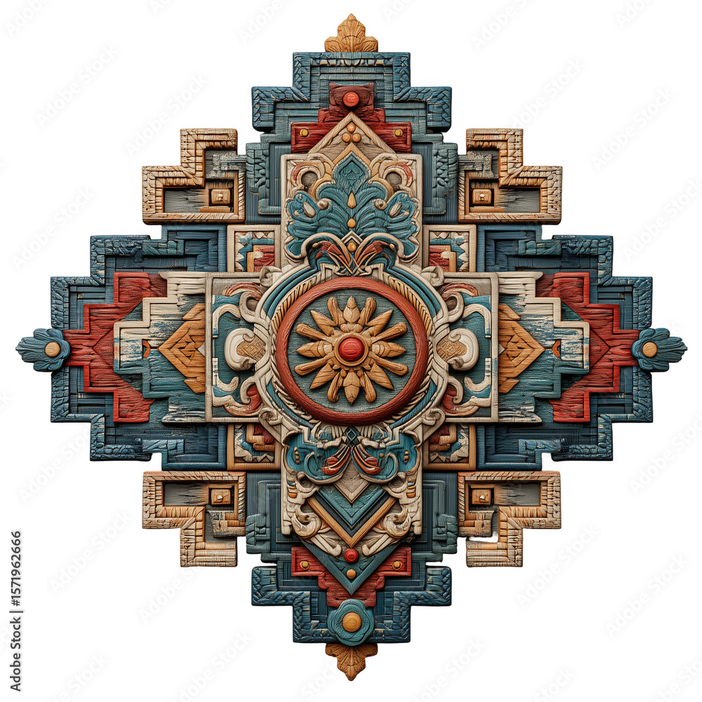 Poster ornate aztec pattern decorative design intricate craftsmanship art isolated on transprint background