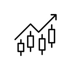 Candlestick Chart with Upward Arrow &ndash; Bullish Trend Icon