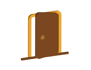 Simple 3D illustration of an open door icon, transparent background, png format
