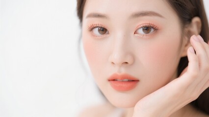 頬杖をついてこちらを見る女性