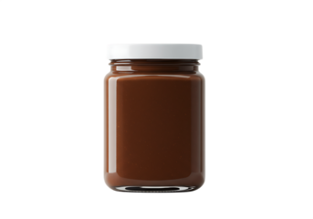 Creamy chocolate spread jar Isolated on transparent background product photography