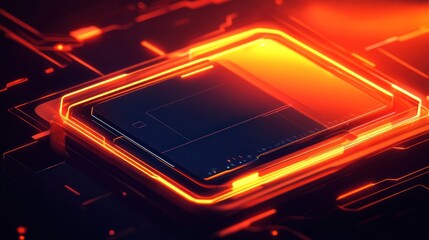 Abstract glowing orange circuit board