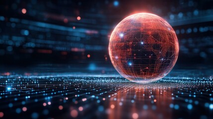 Globe, digital network, glowing, data, futuristic