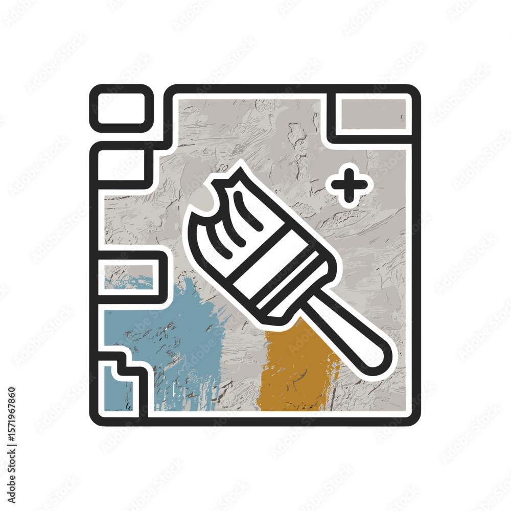 Poster creative texture and paint icon with brush on textured background for design projects