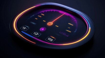 Close-up of futuristic digital speedometer