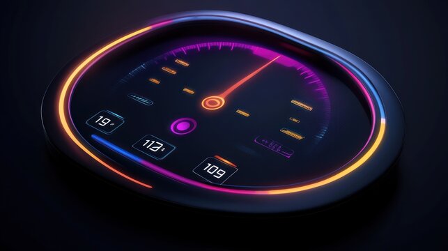 Close-up of futuristic digital speedometer