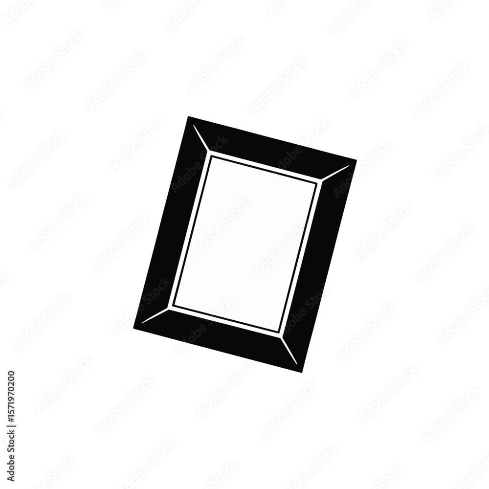 Poster tilted rectangular frame icon in minimalist style on transparent background for design purposes