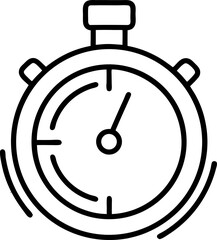 Monoline stopwatch outline, workout timer vector with white background.