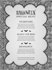 halloween special menu with spiderweb frame