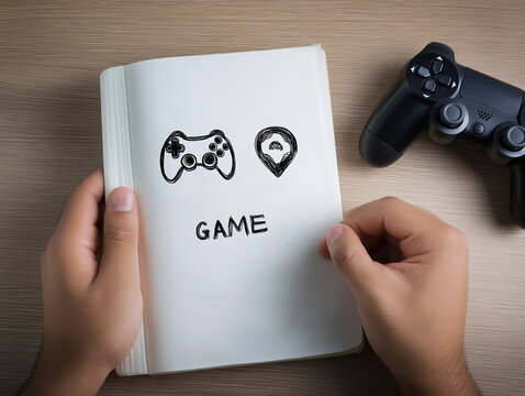 Creative drawing of game controllers shown by a person preparing for gaming session
