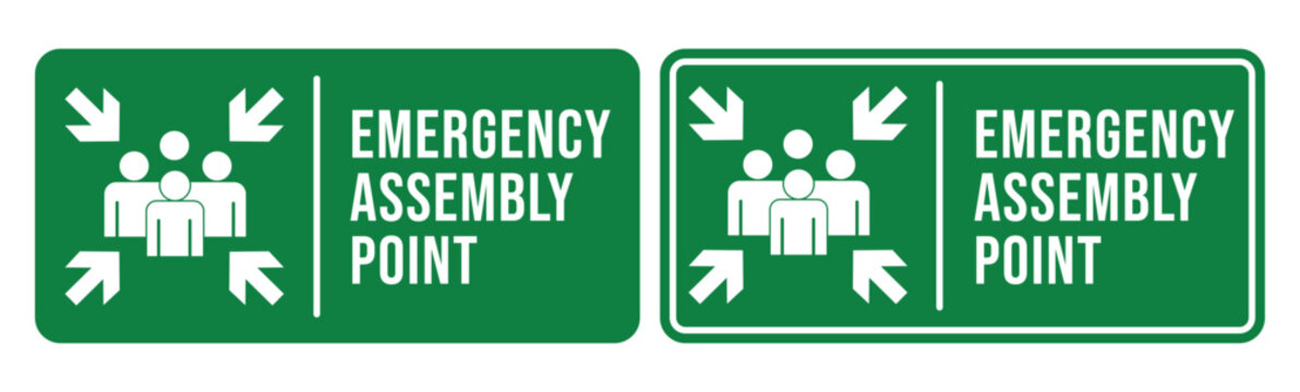 Emergency assembly point sign. Assembly point sign symbol vector illustration isolated on white background.  