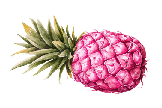 Premium pink pineapple watercolor badge isolated transparent background perfect for beauty packs