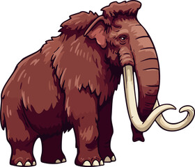 Woolly mammoth prehistoric extinct animal with large curved tusks vector illustration