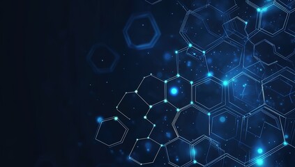 Abstract technology background with a hexagon pattern and connection lines for digital marketing, science, or medical concept vector illustration design. Abstract blue geometric tech banner template