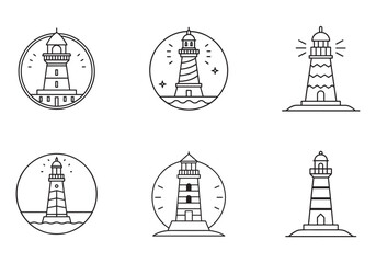 lighthouse icon line art vector illustration