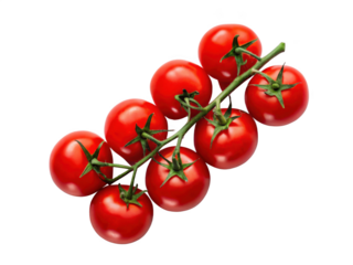 A bunch of ripe cherry tomatoes Isolated on a transparent background