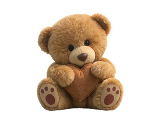 Obraz premium Cute teddy bear holding a heart, PNG transparency included, AI generated 