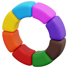 3D Eight Segment Donut Diagram Icon