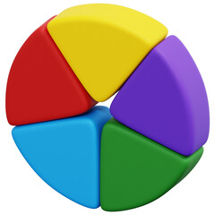 3D Five Color Circular Chart Icon