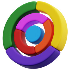 3D Colorful Multi Ring Chart Icon