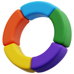 3D Five Segment Donut Chart Icon