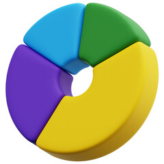 3D Four Color Donut Chart Icon