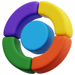3D Four Ring Segment Diagram Icon