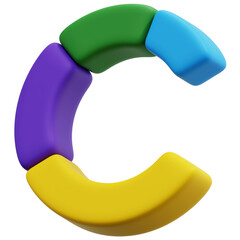 3D Open Circular Segment Chart Icon