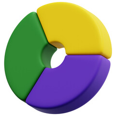 3D Three Color Donut Chart Icon