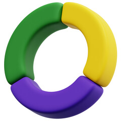 3D Three Part Donut Diagram Icon