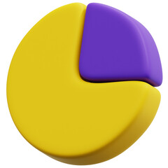 3D Yellow Purple Pie Chart Icon