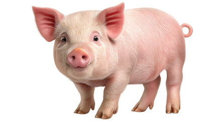 Adorable Pink Piglet On Transparent Background