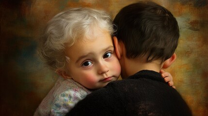 Two children, close embrace